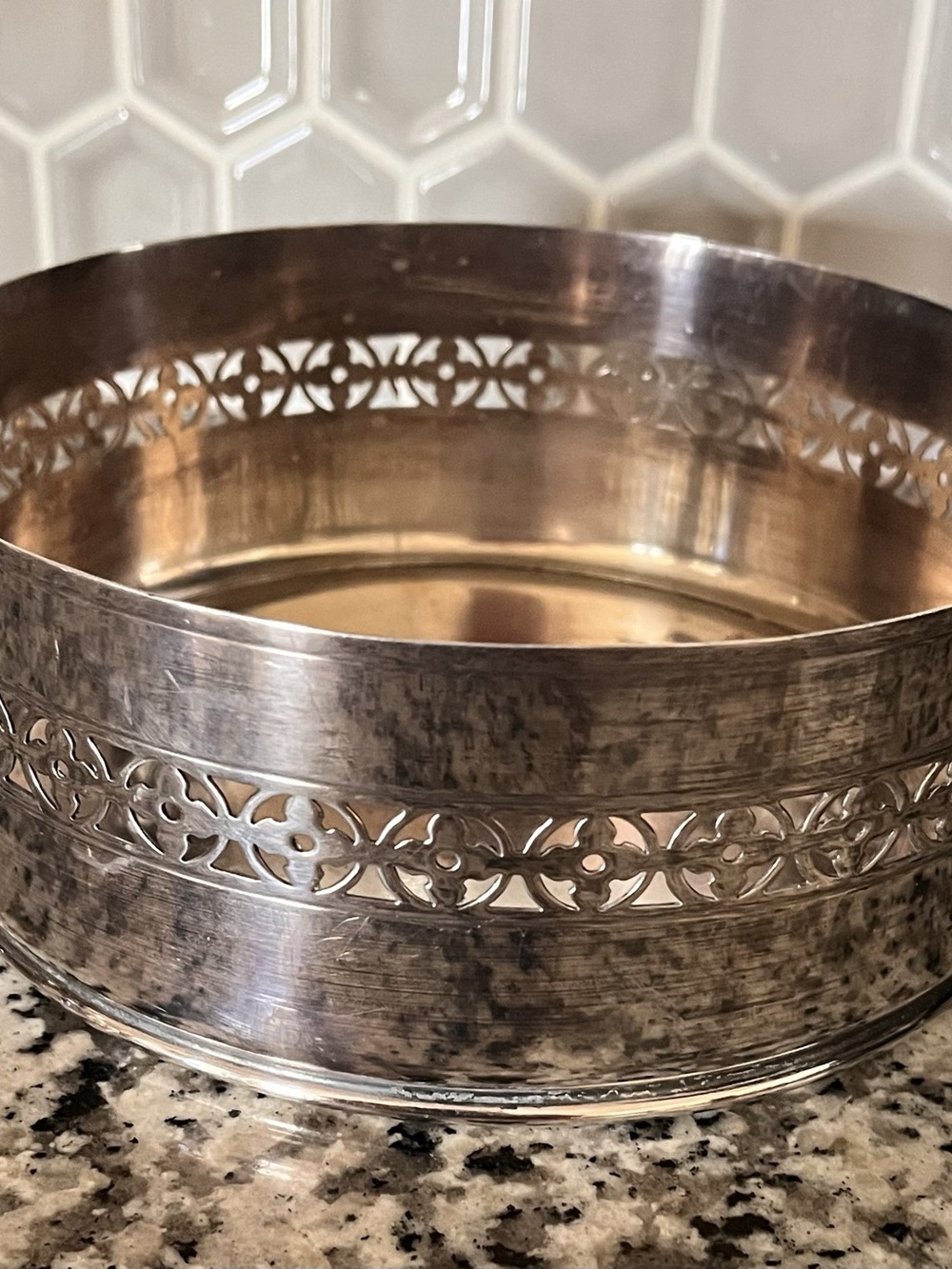 Vintage VBC NS Silver Plate Pierced Rim Bowl